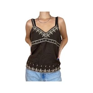 Old Navy Embroidered Brown Tank